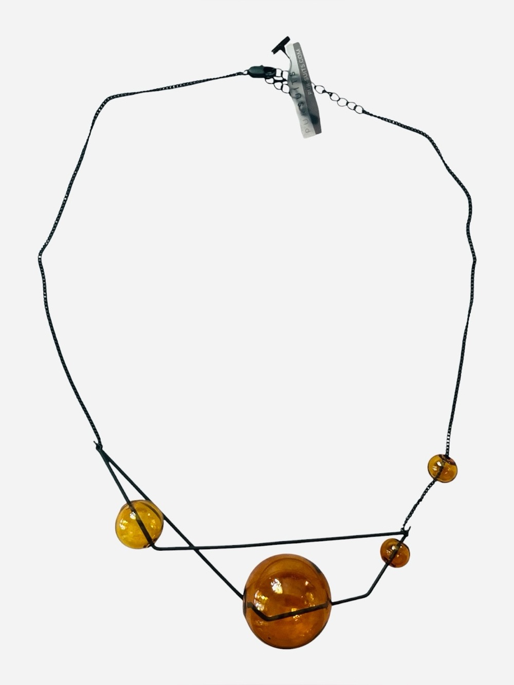 Minimalist Amber Glass Sphere Necklace - Women's Jewelry